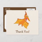 Oranje Pterodactyl Dinosaurus Dank u Briefkaart (Voorkant / Achterkant)