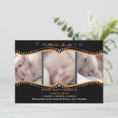 Oranje publicatie van de foto van Polka Dot Birth Aankondiging (Staand voorkant)