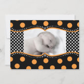 Oranje publicatie van de foto van Polka Dot Birth Aankondiging (Achterkant)
