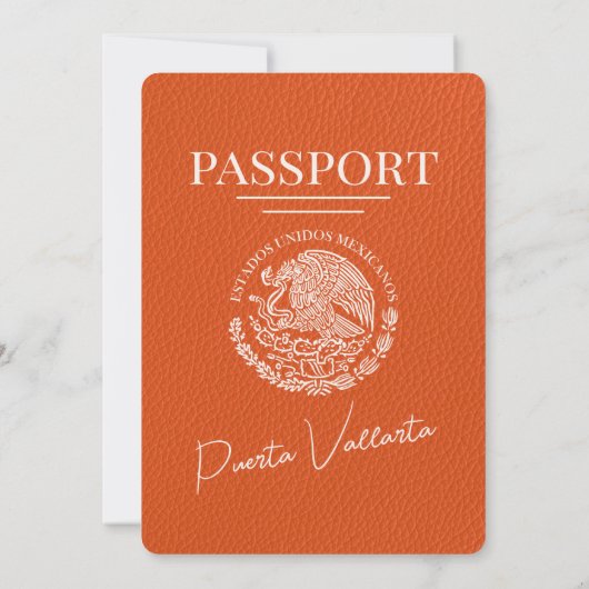 Oranje Puerta Vallarta Passport bruiloft Kaart (Achterkant)