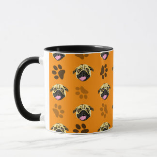 Oranje Pugs en Pootafdruk Mok