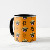 Oranje Pugs en Pootafdruk Mok (Voorkant links)