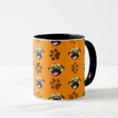 Oranje Pugs en Pootafdruk Mok (Voorkant rechts)