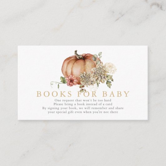 Oranje Pumpkin & Dahlia Baby shower Book Request Informatiekaartje (Voorkant)