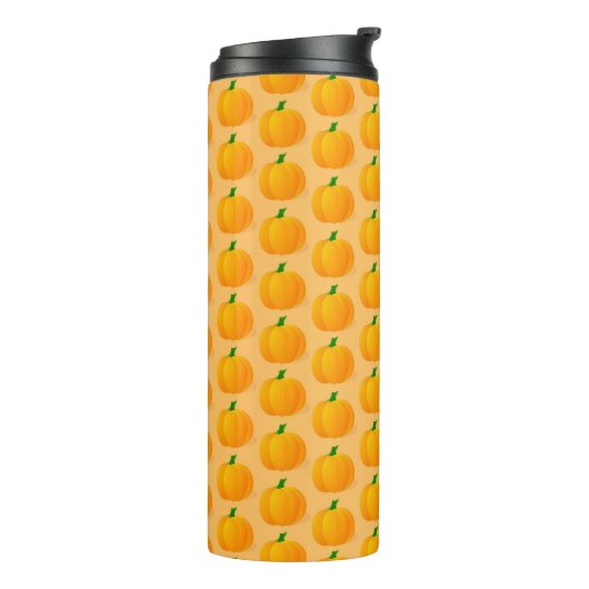 Oranje Pumpkin Halloween Pattern Thermosbeker (Gedraaid links)