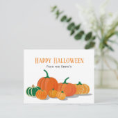 Oranje Pumpkin Happy Halloween Briefkaart (Staand voorkant)