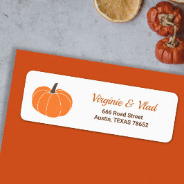 Oranje Pumpkin-label voor retouradres Etiket