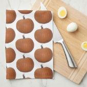 Oranje Pumpkin Photo Cutout Tiled on White Theedoek (Quarter Fold)