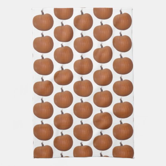 Oranje Pumpkin Photo Cutout Tiled on White Theedoek (Verticaal)