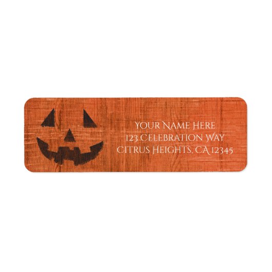 Oranje Pumpkin Rustic Halloween Party Etiket (Voorkant)