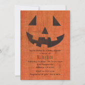 Oranje Pumpkin Rustic Halloween Party Kaart (Voorkant)
