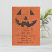 Oranje Pumpkin Rustic Halloween Party Kaart (Staand voorkant)