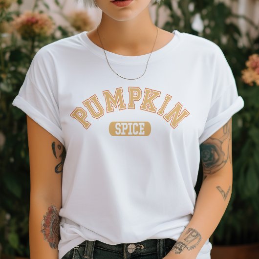 Oranje Pumpkin Spice College Letter Geïnspireerd Tri-Blend Shirt