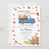 Oranje Pumpkin Truck Baby shower Girl Uitnodiging (Voorkant)