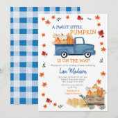 Oranje Pumpkin Truck Baby shower Girl Uitnodiging (Voorkant / Achterkant)
