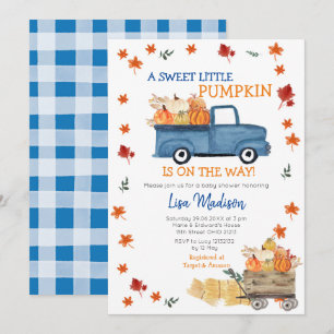 Oranje Pumpkin Truck Baby shower Girl Uitnodiging