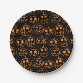 Oranje Pumpkins Halloween Pattern Papieren Bordje