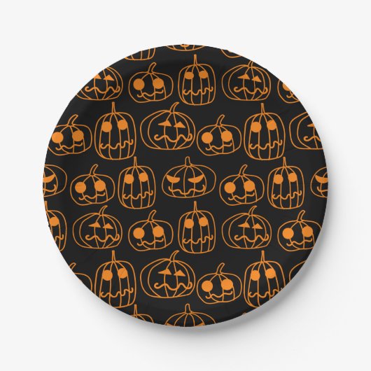 Oranje Pumpkins Halloween Pattern Papieren Bordje (Voorkant)