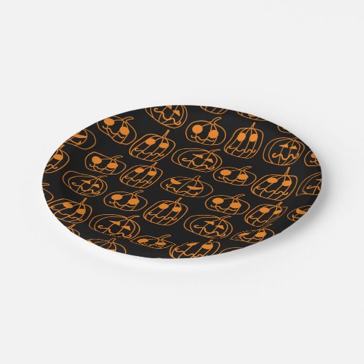 Oranje Pumpkins Halloween Pattern Papieren Bordje (Gekanteld)