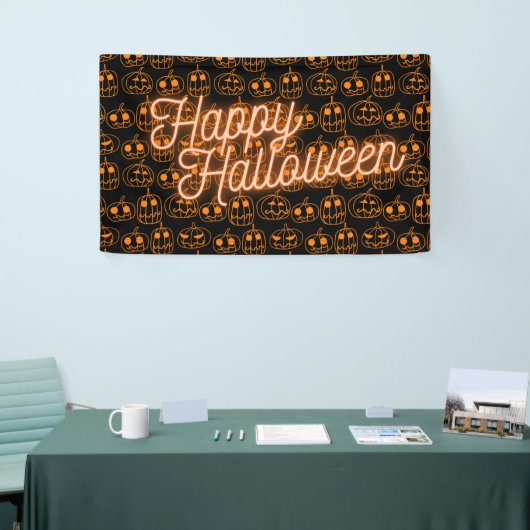 Oranje Pumpkins Halloween Pattern Spandoek (Beurs)