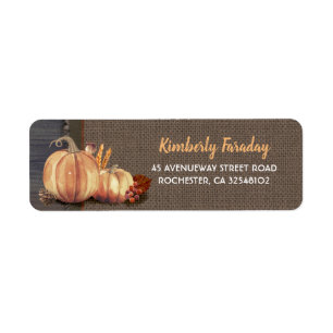 Oranje Pumpkins Rustic Herfst Party Etiket