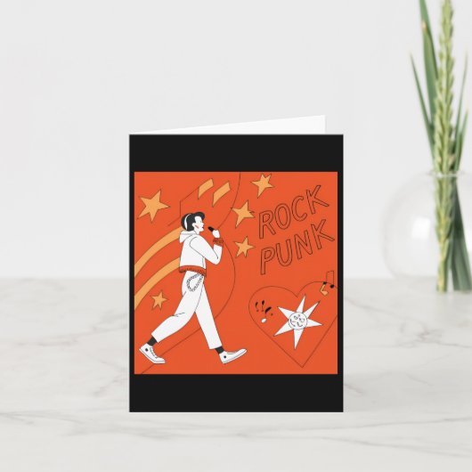 Oranje Punk Rock Expressive Digital Art Illustrati Kaart (Voorkant)