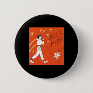 Oranje Punk Rock Expressive Digital Art Illustrati Ronde Button 5,7 Cm