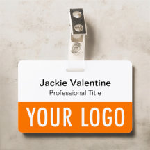 Oranje PVC Naam Badge met Clip Lanyard of Reel