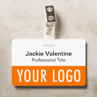 Oranje PVC Naam Badge met Clip Lanyard of Reel