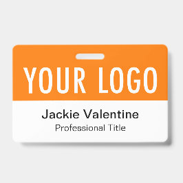 Oranje PVC naamkaartje Horizontaal logo Werk ID la Badge
