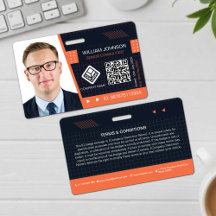 Oranje QR Code Foto ID Badge | bedrijfsmedewerker