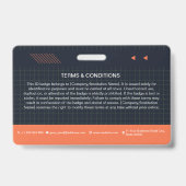 Oranje QR-code foto ID-badge | Bedrijfsmedewerker Badge (Achterkant)