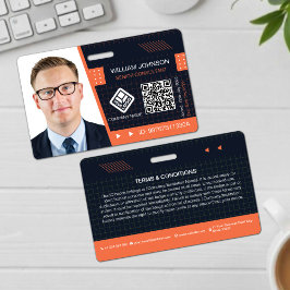 Oranje QR-code foto ID-badge | Bedrijfsmedewerker Badge