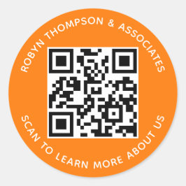 Oranje QR Code Stickers Aangepaste Bedrijfsnaam Ro