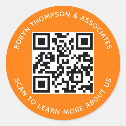Oranje QR Code Stickers Aangepaste Bedrijfsnaam Ro (Voorkant)