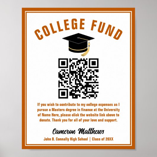 Oranje QR-code van het Afstuderen College Fund Poster (Voorkant)