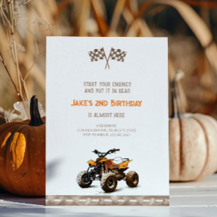 Oranje Quad Bike Verjaardagsuitnodiging Kaart