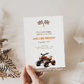 Oranje Quad Bike Verjaardagsuitnodiging Kaart