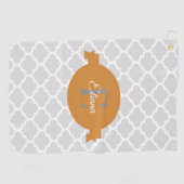 Oranje Quatrefoil-gepersonaliseerd Golfhanddoek (Horizontaal)