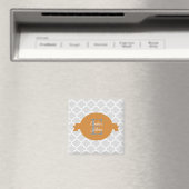 Oranje Quatrefoil - Gepersonaliseerd Magnet (Insitu (Vaatwasser))