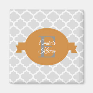 Oranje Quatrefoil - Gepersonaliseerd Magnet