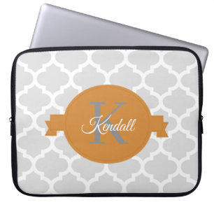 Oranje Quatrefoil-laptophoes Laptop Sleeve