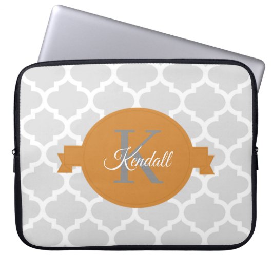 Oranje Quatrefoil-laptophoes Laptop Sleeve (Voorkant)