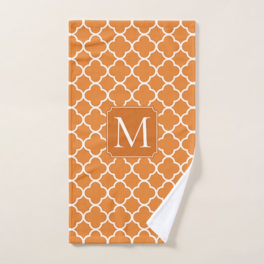 Oranje Quatrefoil - Monogram Bad Handdoek (Handdoek)
