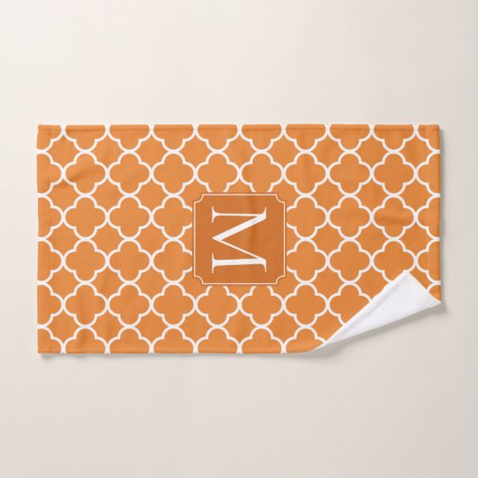 Oranje Quatrefoil - Monogram Bad Handdoek (Handdoek)