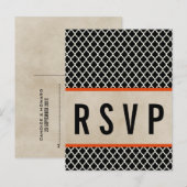 Oranje Quatrefoil RSVP Briefkaart (Voorkant / Achterkant)