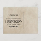 Oranje Quatrefoil RSVP Briefkaart (Achterkant)