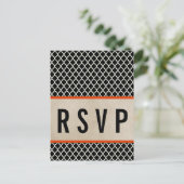 Oranje Quatrefoil RSVP Briefkaart (Staand voorkant)