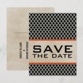 Oranje Quatrefoil sparen het Briefkaart van de Dat (Voorkant / Achterkant)