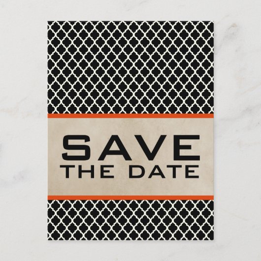 Oranje Quatrefoil sparen het Briefkaart van de Dat (Voorkant)